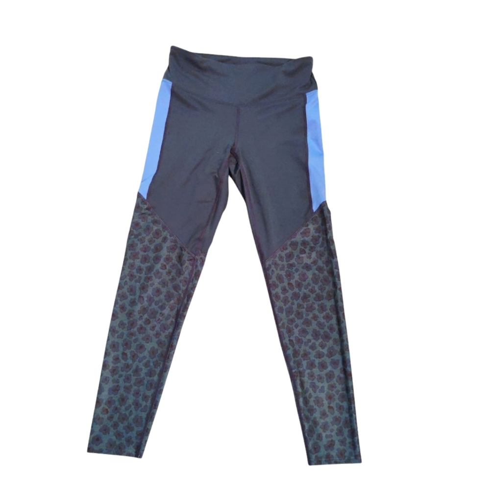 Like New JoyLab Patterned Blue & Green Cropped Leggings Size M